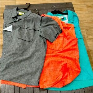 Magellan Men's Casual Button Down Shirt - Gray, Orange, and Teal